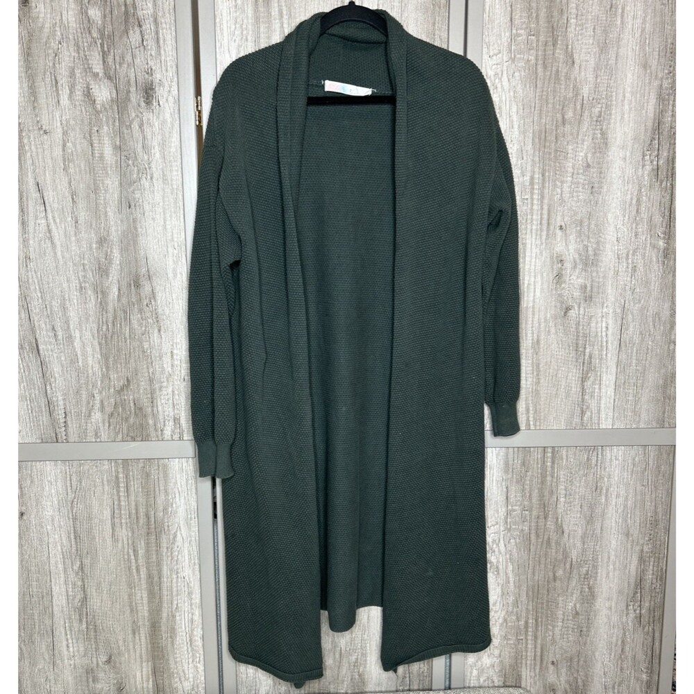 Free People Beach Long Cardigan Size S Textured Oversized Dark Green Color